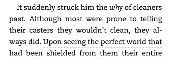 Text where the word 'always' has been split over the third and fourth line.